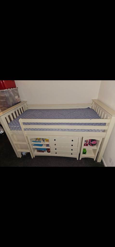 2 x White Kids Cabin Beds with Storage / Desk – Good Used Condition – £250