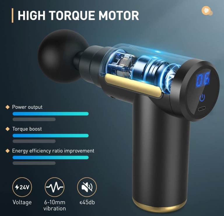 New Massage Gun with 4 Heads – High Torque Motor