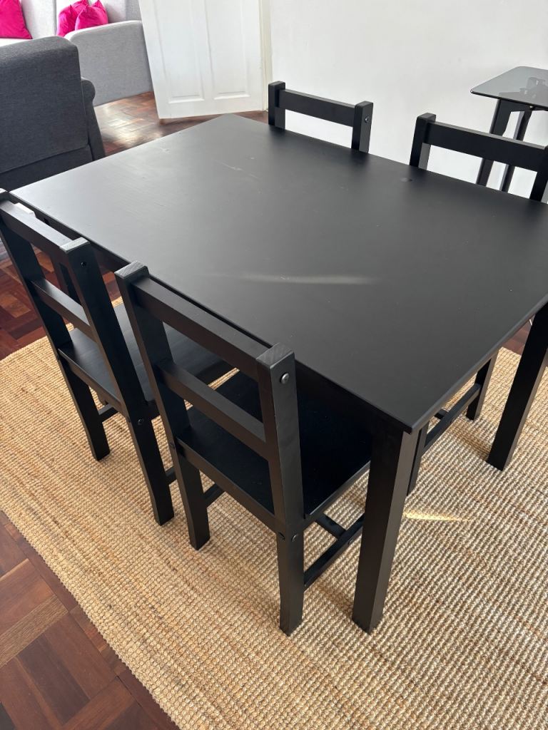 Black Dining Table and Four Chairs (Very Good Condition) | in Milford ...