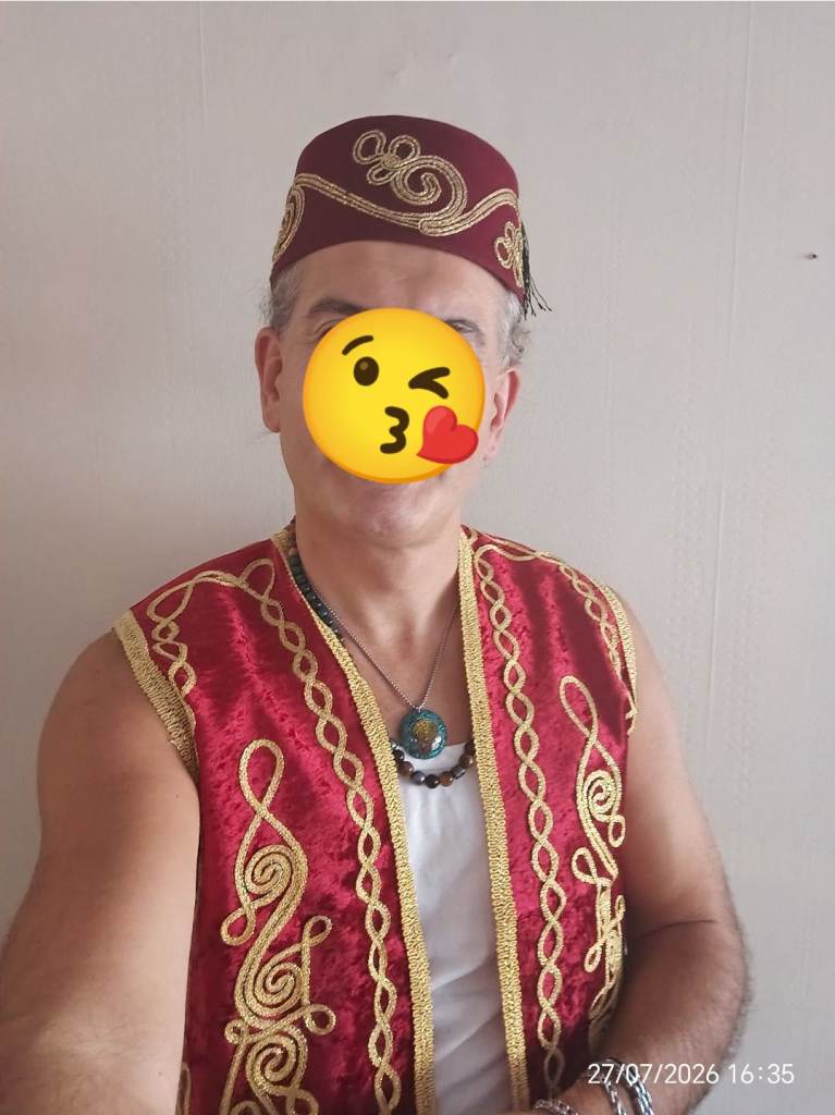 Ottoman Red Fez Hat and Embroidered Waistcoat Fancy Dress