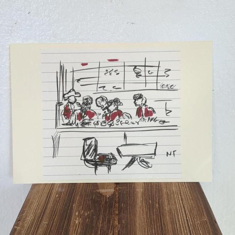 Hand-drawn artwork 'Workers In A Restaurant'  
