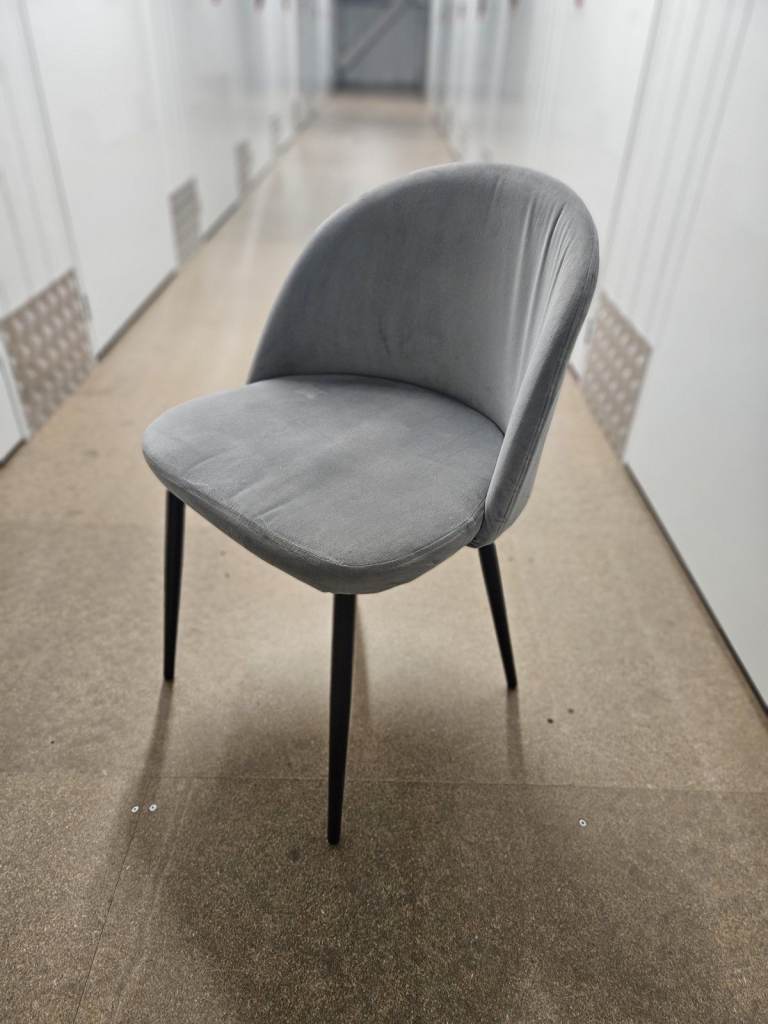 Stylish Grey Velvet Dining Chair – Good Condition