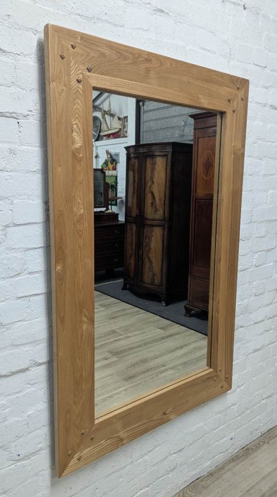 Contemporary oak frame rectangular wall mirror (DELIVERY AVAILABLE)
