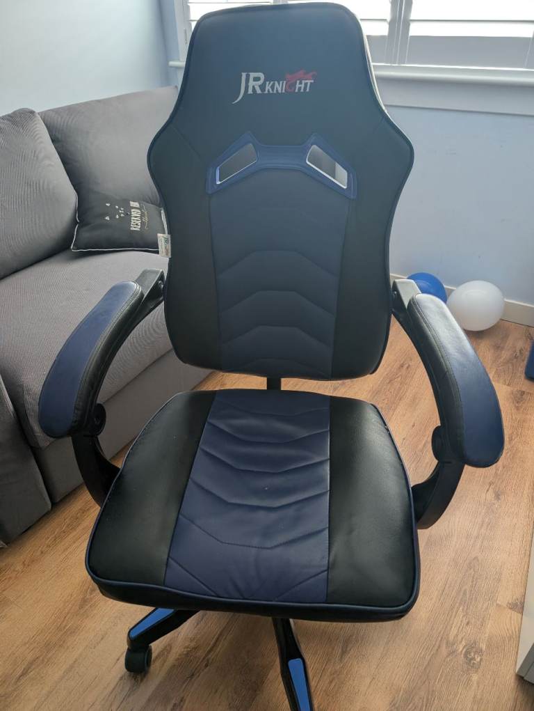 JR KNIGHT Gaming Chair - Black and Blue, Good Condition