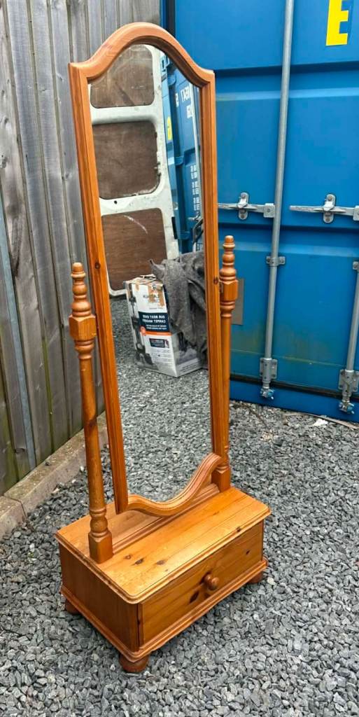 Freestanding mirror with draw