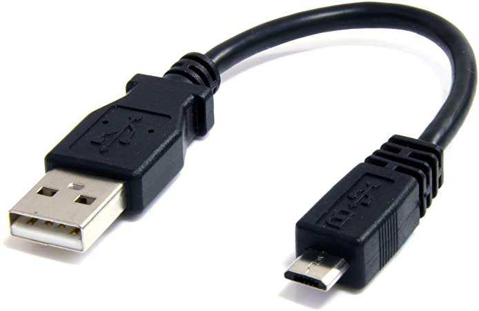 Micro USB Cable USB 2.0 Type A to Micro B Black 12" 30cm PC Laptop Mobile PowerBank Lead Charge Sync