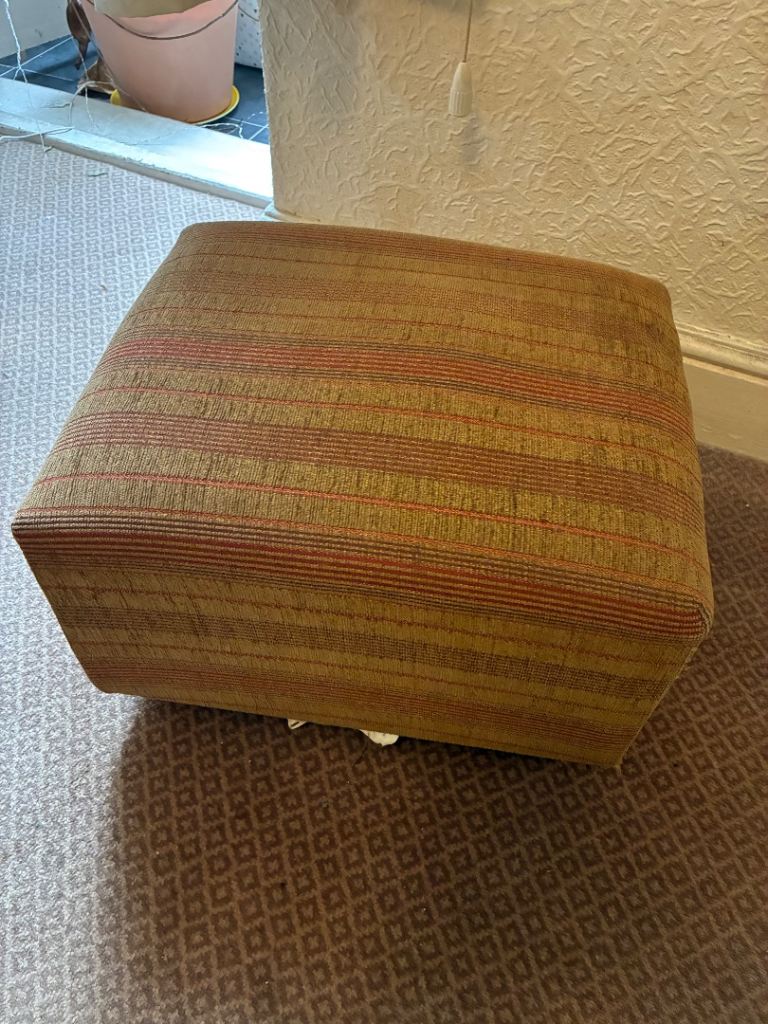 Multicoloured Fabric Footstool/Ottoman – Good Condition