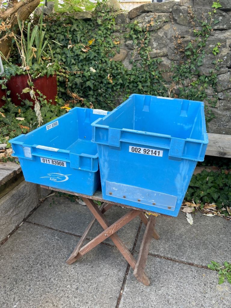Blue storage crates