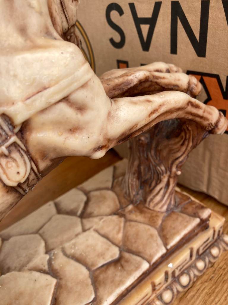 SIGNED LORENZO TONY ROMAN CHARIOT ALABASTER COMPOSITE STATUE