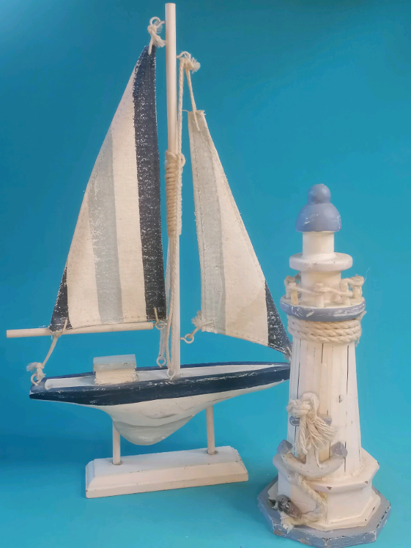 Wooden ship, Vintage wooden sailboat, yacht with stand. 