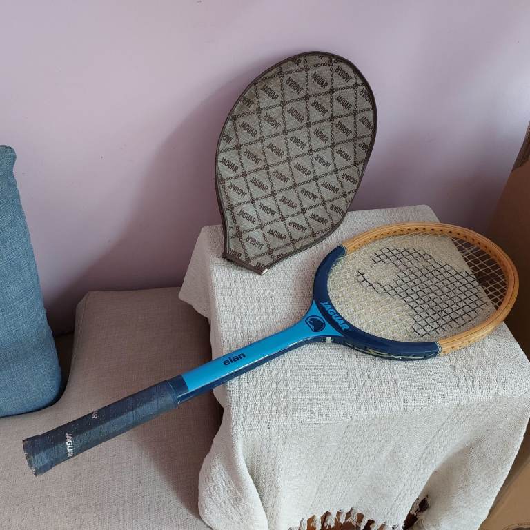 Vintage Jaguar Elan Wooden Tennis Racket 