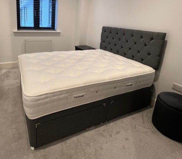 5ft King Size Divan Bed Base With Mattress Storage Drawers Opt Free Delivery SAME DAY DELIVERY  = =