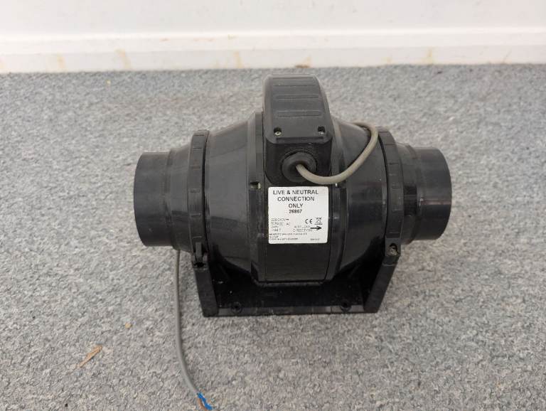Black Duct Inline Extractor Fan – Good Condition