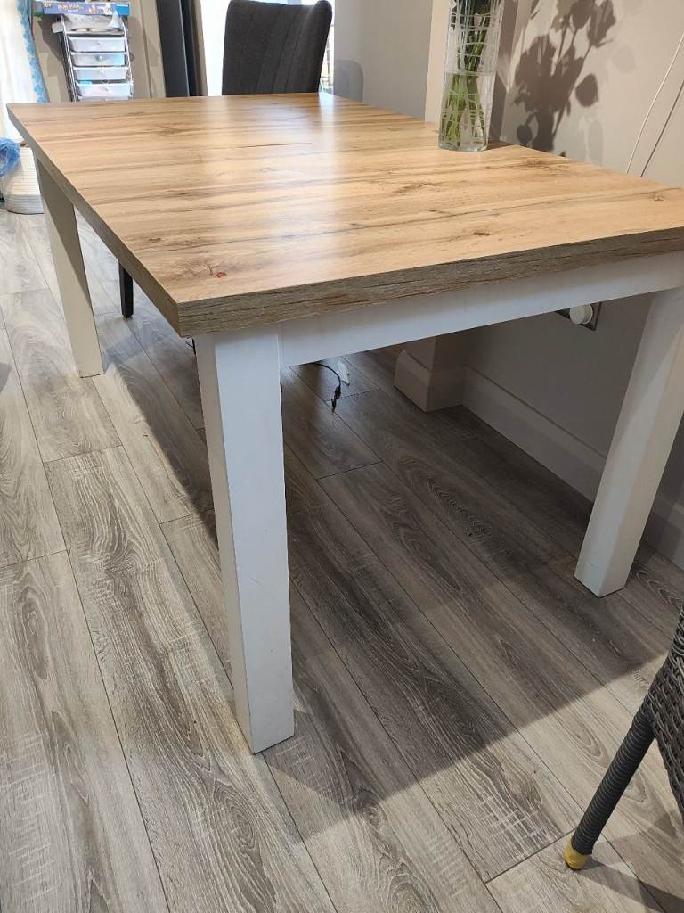 Dining table 90x150/193 white/oak colour