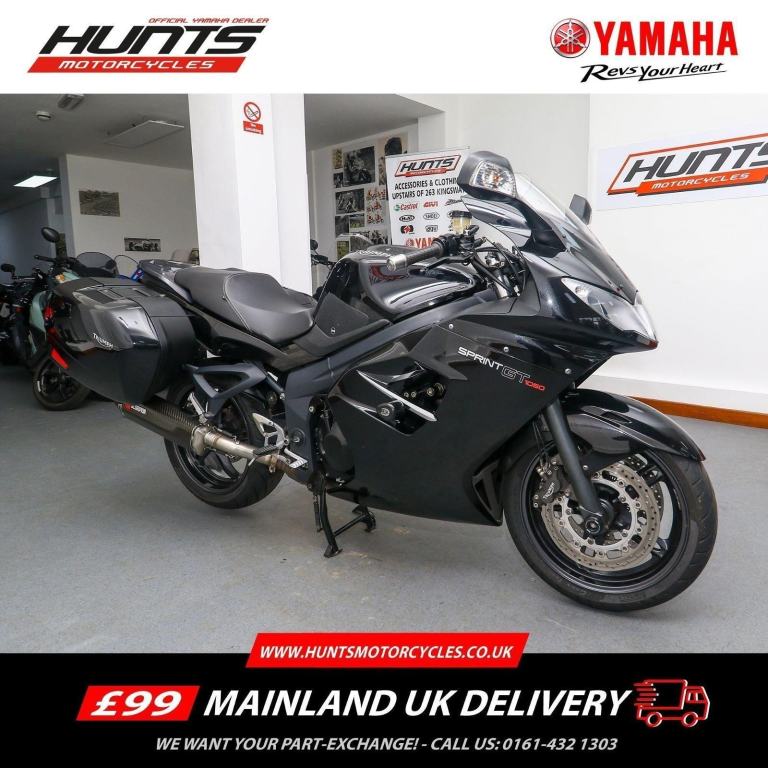 2012, '12 reg. Triumph Sprint GT 1050 ABS. R&G Protectors, Scorpion Pipe. £3,995