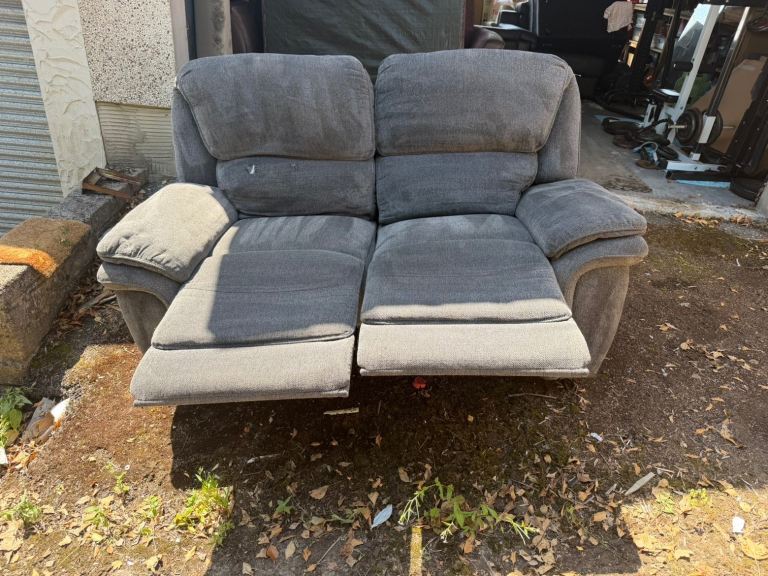 Grey Fabric Recliner Sofa – Two Seater