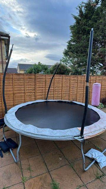 Large Garden Trampoline 10 FT (3.05 m) with Folding Enclosure - Well-Used, Ready for a New Home