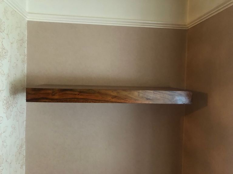 Floating wooden shelves