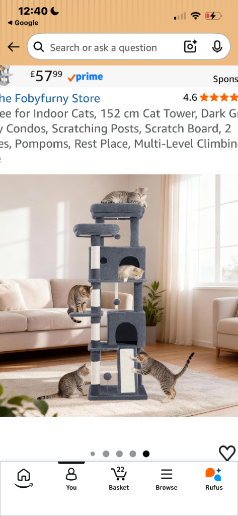 Large dark grey BNIB 152cm high cat tree 
