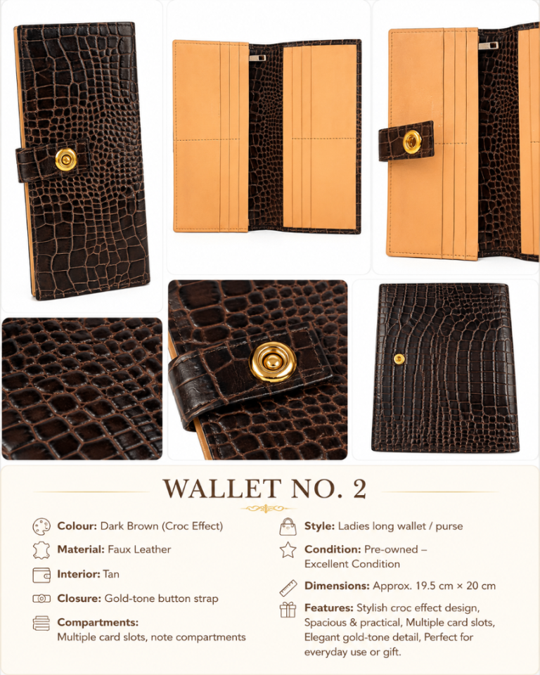 Brown Croc-Effect Leather Wallet