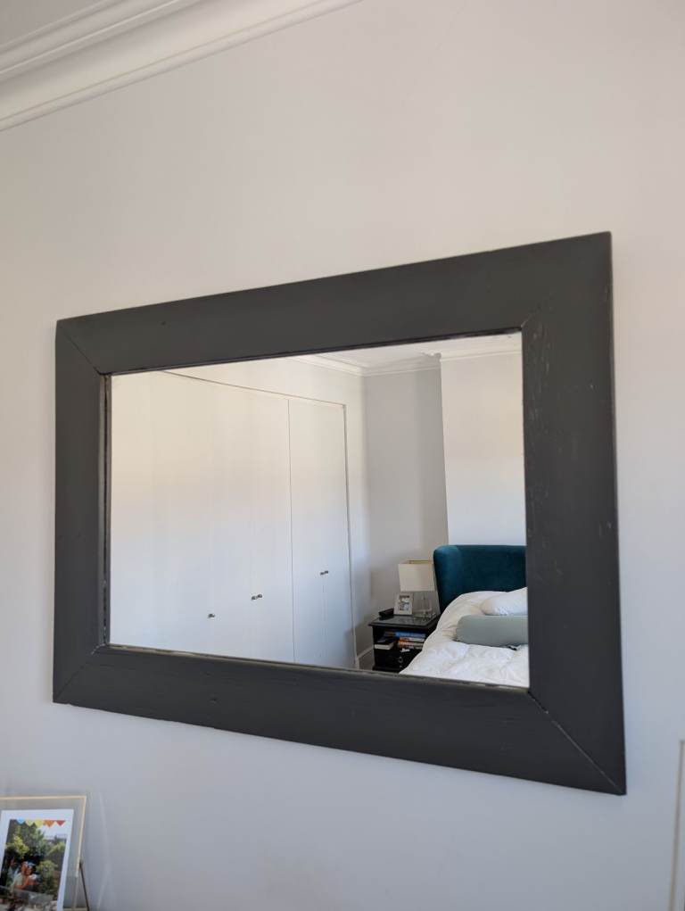 Large Wooden Mirror Painted in Little Greene Vulcan - Free - Collection only