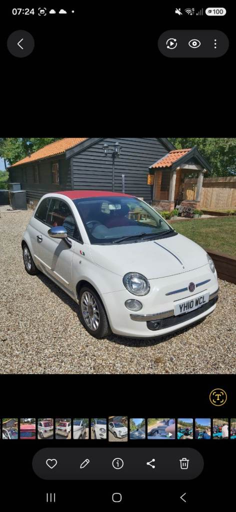 Fiat, 500, Convertible, 2010, Manual, 1248 (cc), 3 doors