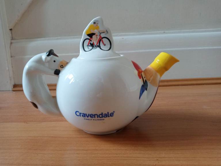 Cravendale Ceramic Teapot with Cyclist Lid by Kitchen collectable