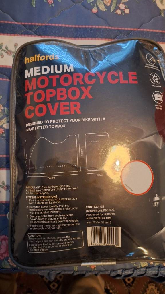 Motorbike top box cover