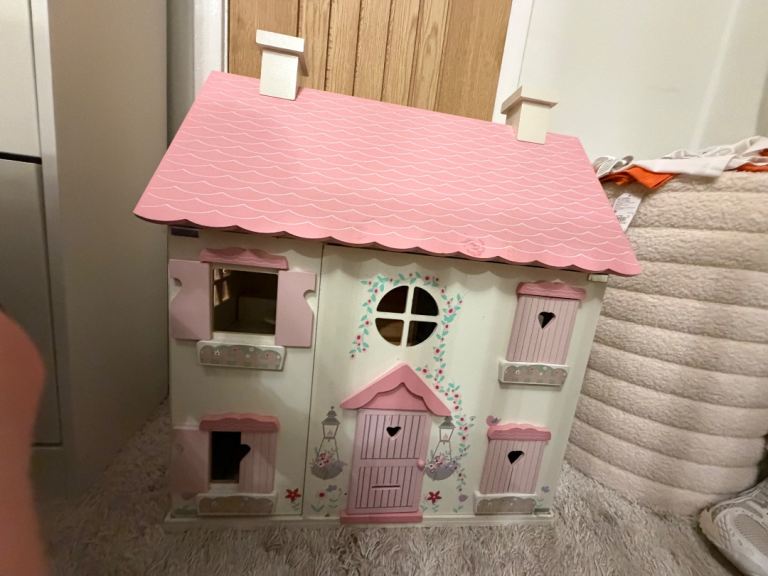 Childs Wooden Dolls House with Furniture