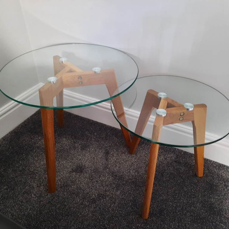 2 Glass Side Tables 