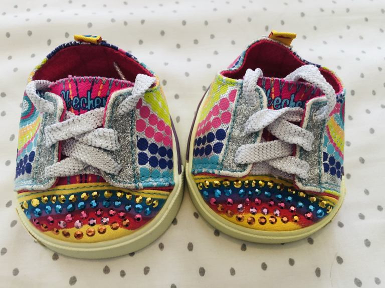 Build A Bear shoes - Skechers rainbow diamanté and glitter trainers
