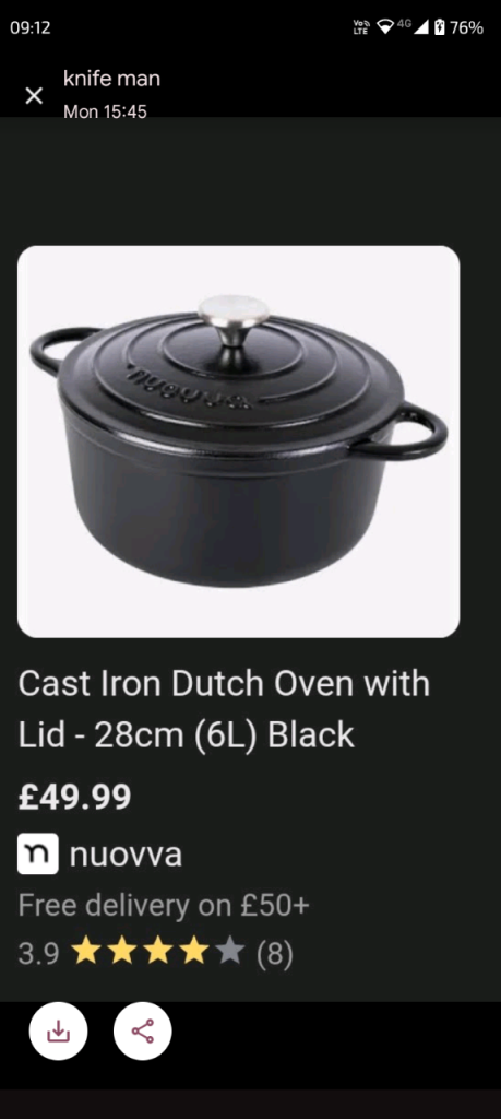 Nouvva cast Dutch iron with lid 