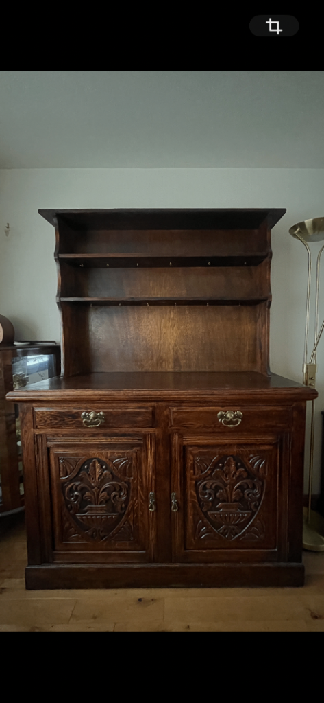 Solid Wood Carved Sideboard Dresser with Shelves