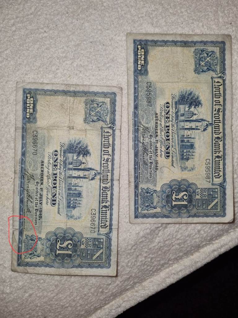 image for North of Scotland Bank Limited 1st July 1940 £ 1 notes (2 off).