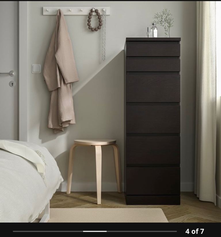 IKEA Tall Brown Chest of 6 Drawers – Good Condition
