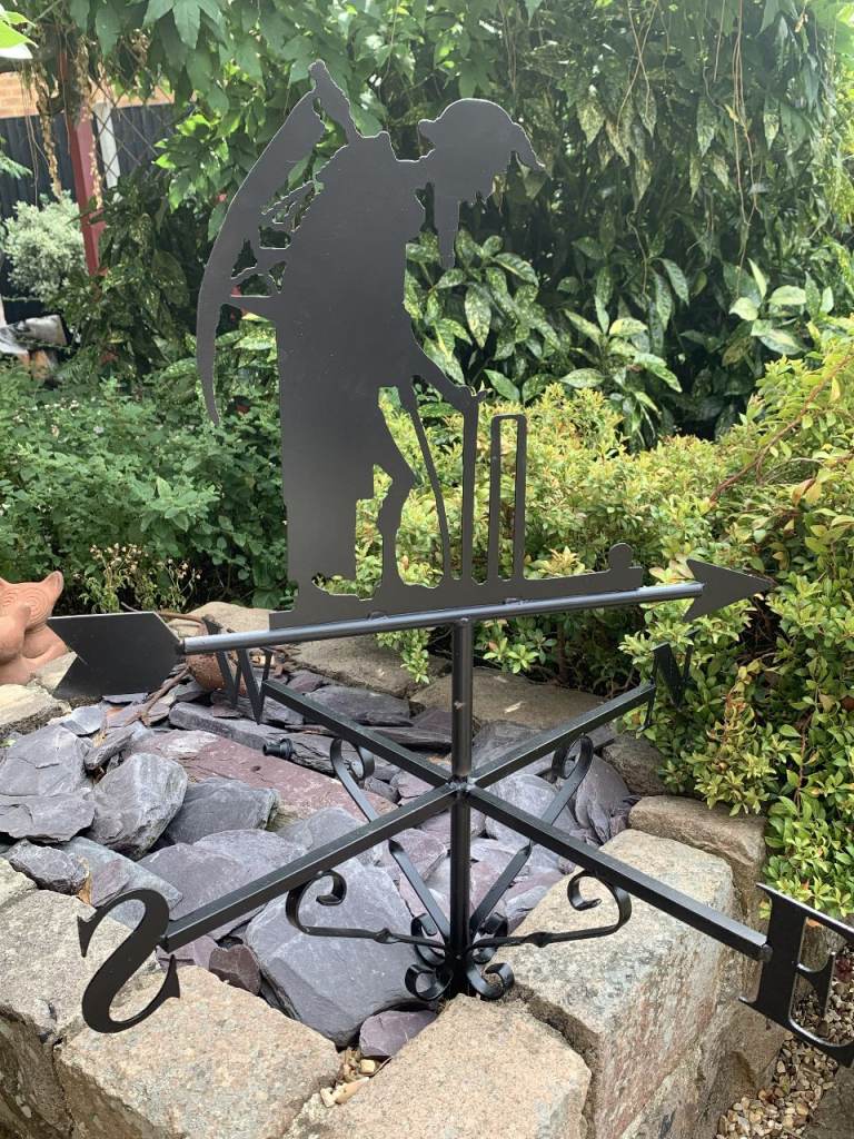 Metal Cricket Grim Reaper Weathervane for Garden Garage etc.