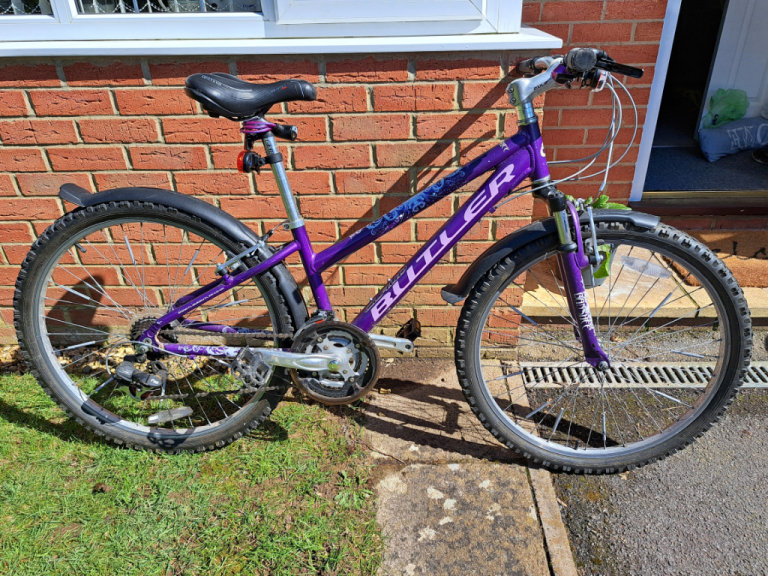 Claud Butler Banshee Mountain Bike, 17" Frame, 26" Wheel, Purple, 21 Speed, Basket - Women/Girls