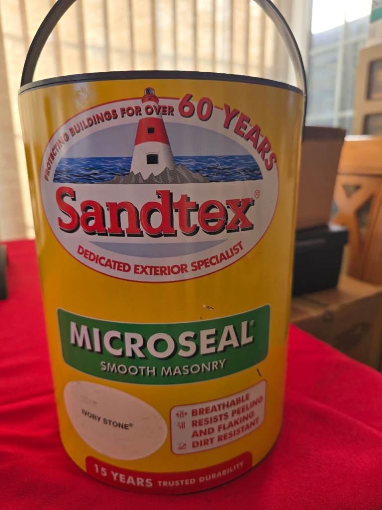 Sandtex smooth microseal ivory stone masonry paint