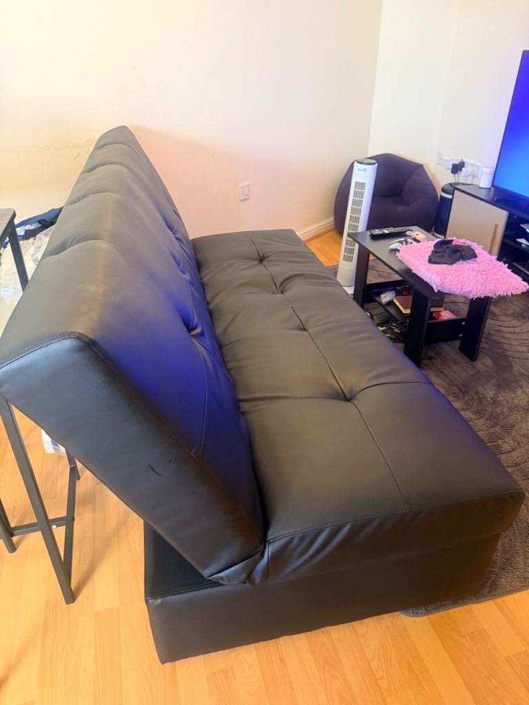Black leather Sofa Bed 