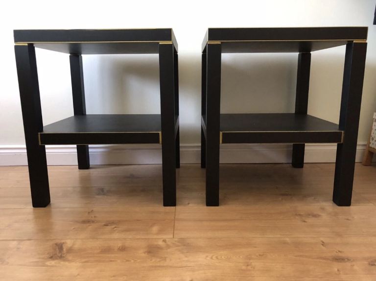 Pair of Black and Gold Oriental Side/Occasional Tables