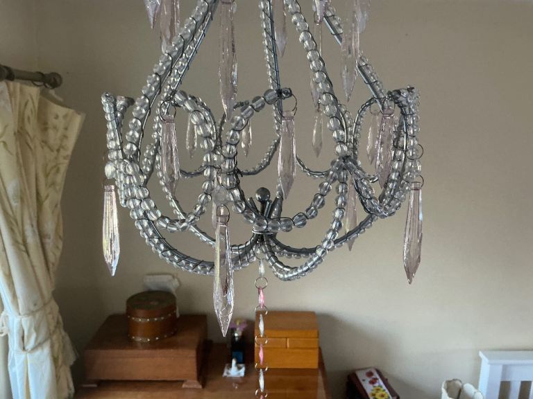 image for Crystal effect easy fit chandelier pendant light shade.