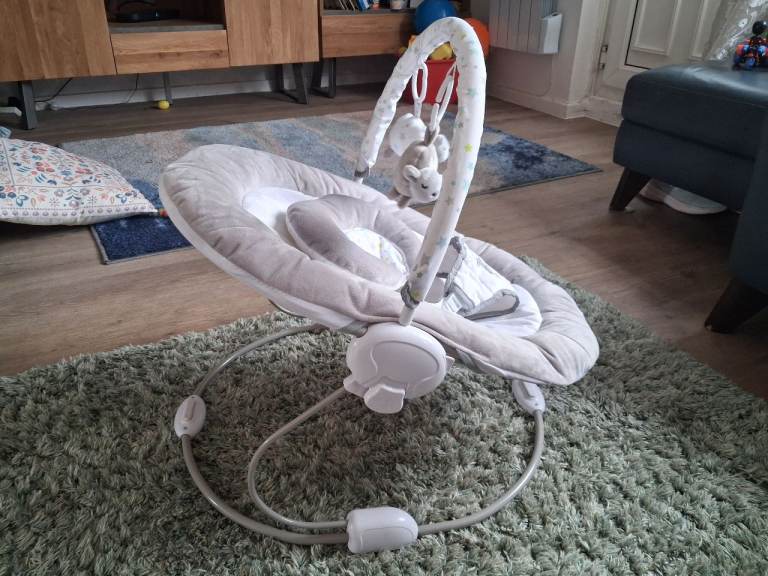 Baby Rocker/Bouncer with Toy Bar – Grey, Good Condition