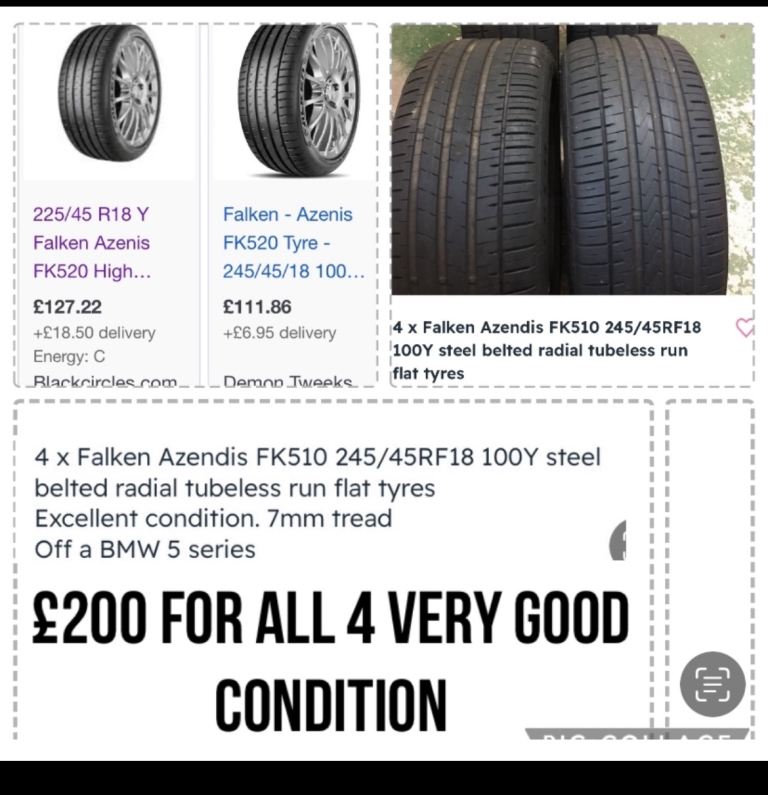 car tyres good condition £200 for all 4