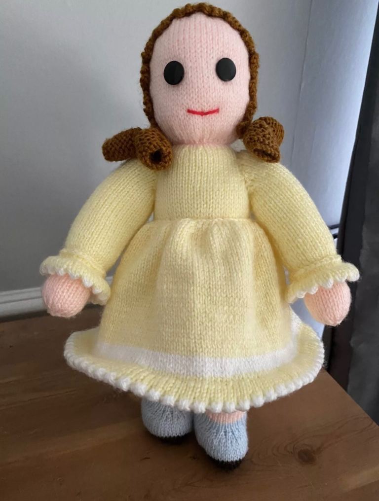 Brand New- Homemade Hand Knitted Standing/Sitting Soft Toy  Doll