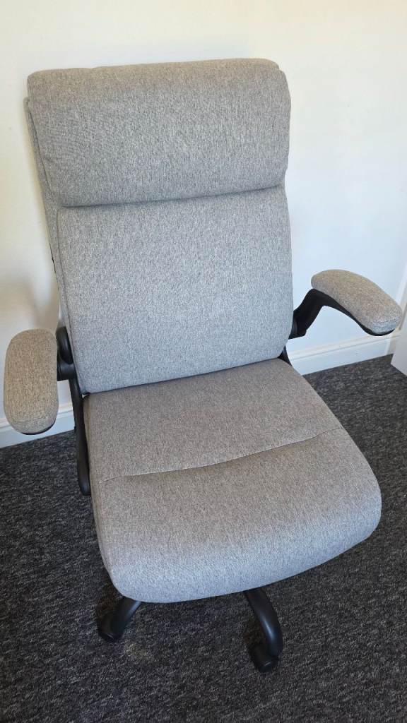 Grey Fabric Office Chair with Adjustable Arms - As Good As New
