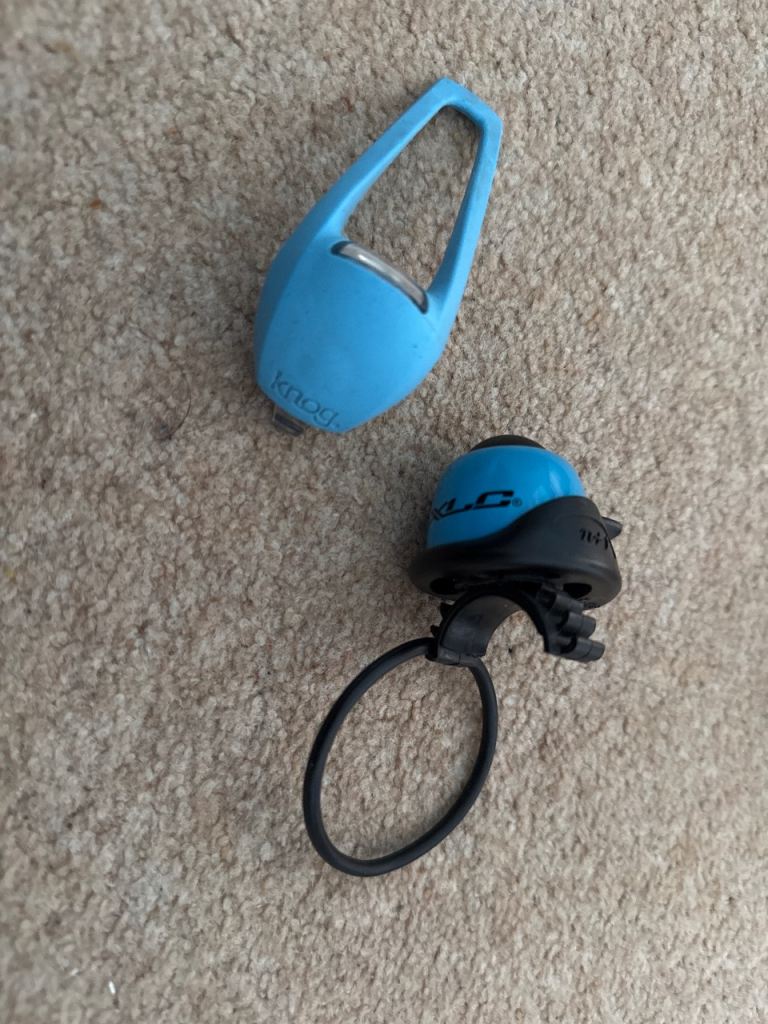 image for Blue Knog light and XLC bell for kids bike or scooter