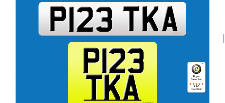 P123 TKA private cherished personalised persona Registration plate number