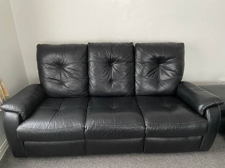 Black leather sofa