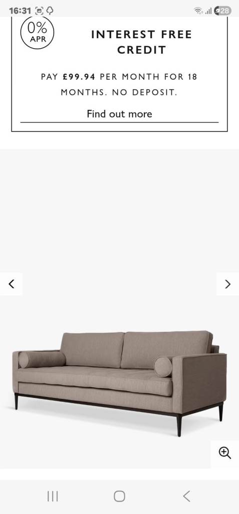 Brand new in the box Swyft Model 02 Large 3 Seater Sofa - Pumice Linen, Brand NEW