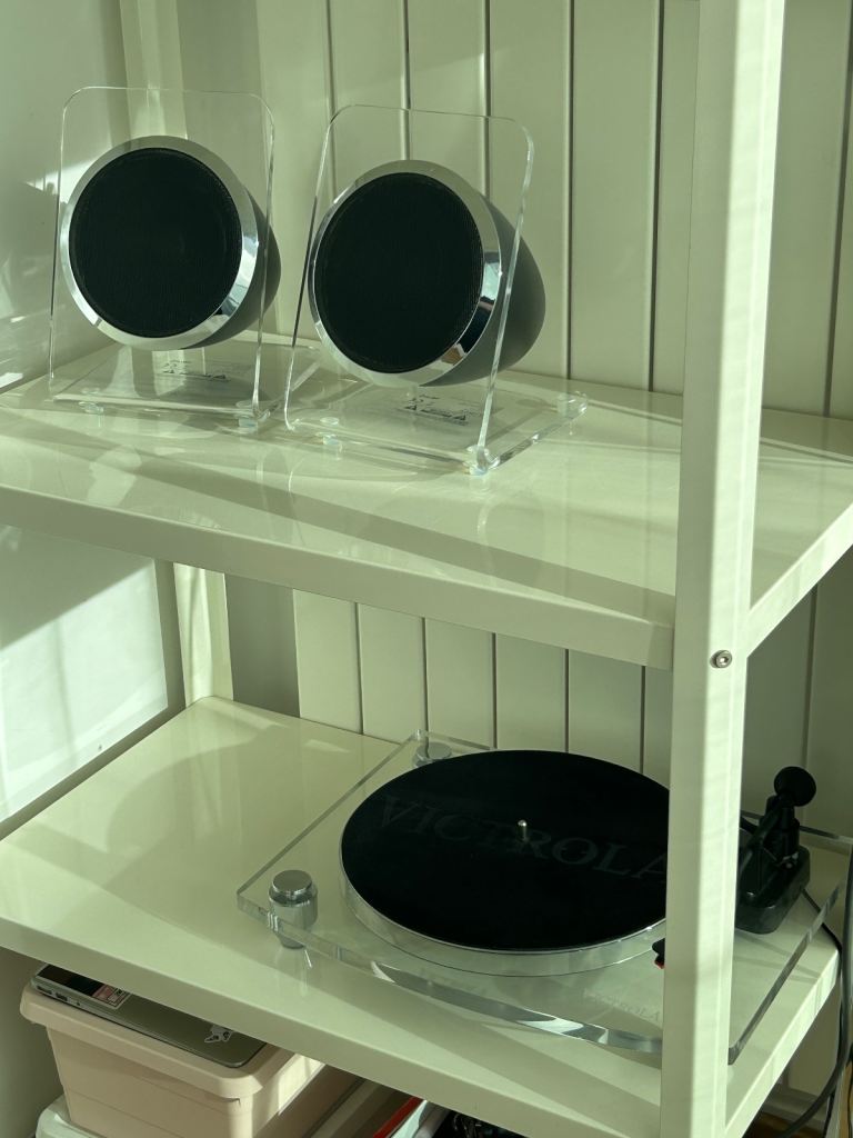 Victrola transparent acrylic turntable with wireless speakers